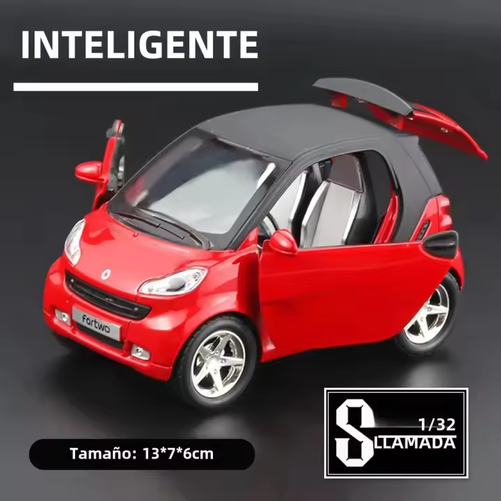 Modelo De Coche De Metal SMART a Escala 1/32 Con Sonido Y Luz Vehículo De Simulación Para Niños Juguetes Con Retroceso Para Regalos De Cumpleaños - 1