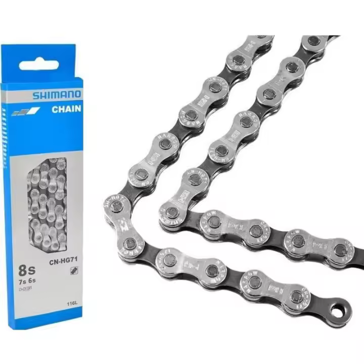 SHIMANO | Cadena HG71 6 y 7 y 8v 116 Eslabones - Diseñada para los precisos cambios HYPERDRIVE SIS y DUAL SIS INDEX, la cadena SHIMANO HG71 también es adecuada para su uso en E-BIKE.
116 eslabones - 1
