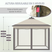 Outsunny Carpa Plegable con Luces LED 3,3x3,3 m Cenador de Jardín con Control Remoto 4 Paredes Laterales de Malla Altura Ajustable y Bolsa de Transporte para Patio Fiestas Beige - details 5