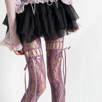 Pantimedias Con Cordón Y Retoques En Estilo Retro Japonés De Red Hueca Para Mujer Y2K Gótico Lolita Medias De Pescador Para Niñas - details 1
