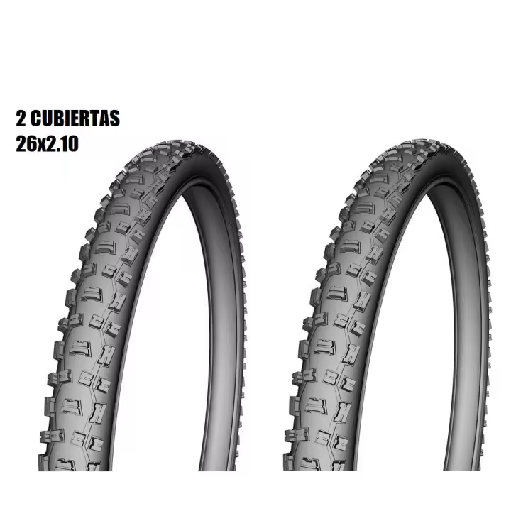 Deestone - Cubierta MTB 26x2.10 para Bicicleta de Montaña - Aro Rígido - Tacos - Negro - 1
