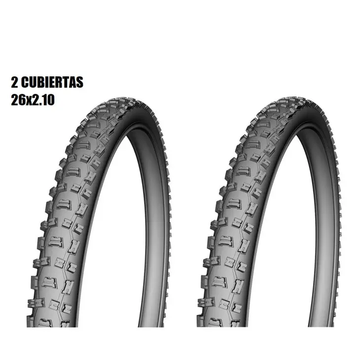 Deestone - Cubierta MTB 26x2.10 para Bicicleta de Montaña - Aro Rígido - Tacos - Negro - 1