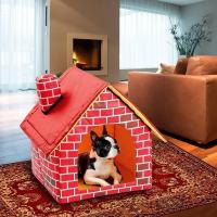Casa De Perro Plegable Y Portátil Estilo Muro De Ladrillo Caliente Y Cómoda Para Pequeños Perros Y Gatos Cama De Mascota - details 6