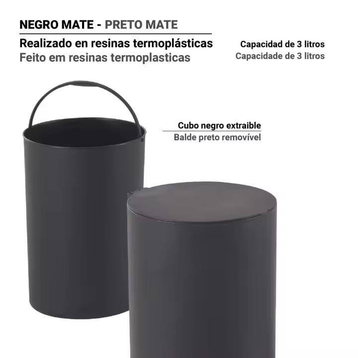 GEDY SH091400900 SHARON Papelera Negro Mate - 1