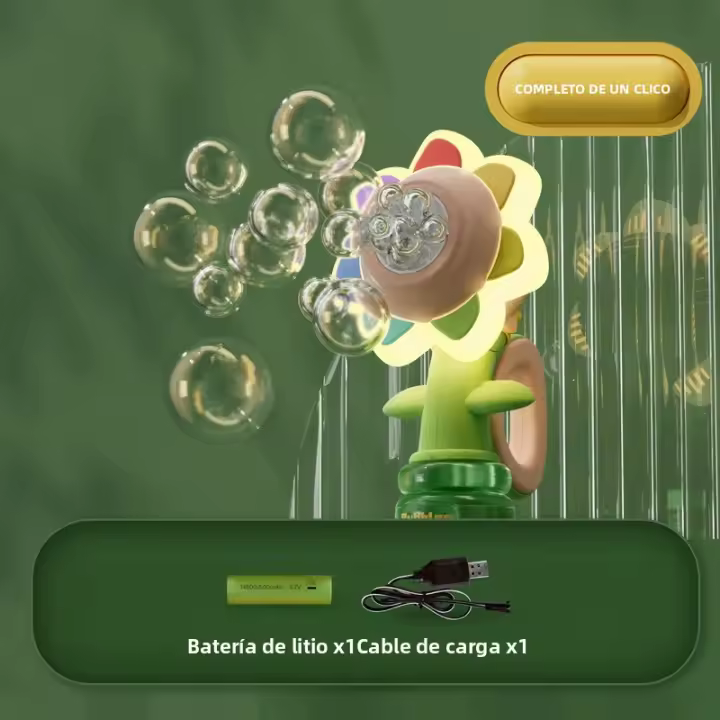 Máquina De Burbujas Automatica Con Luz Y Sonido En Forma De Girasol Juguete Para Hacer Burbujas Seguro Para Niñas Y Niños Juegos Al Aire Libre - 1