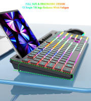 Teclado Inalámbrico Ergonómico Con Ratón Y Soporte Para Teléfono Multicolor Recargable 2.4G Para PC Laptop Windows - details 5