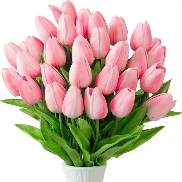 Tulipes Artificiales Vibrantes De Toque Real 5/7/9/11/13 Bundles Flores Falsas Para Decoración De Hogar Accesorio Para Bodas Día De La Madre Y San Valentín - 1