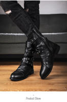 Botas De Motociclista Para Hombre Con Remaches Y Peluche Negro Cuero Genuino Botas De Bicicleta De Invierno Altas Para Exterior Diseñador Botas De Motorista - details 7