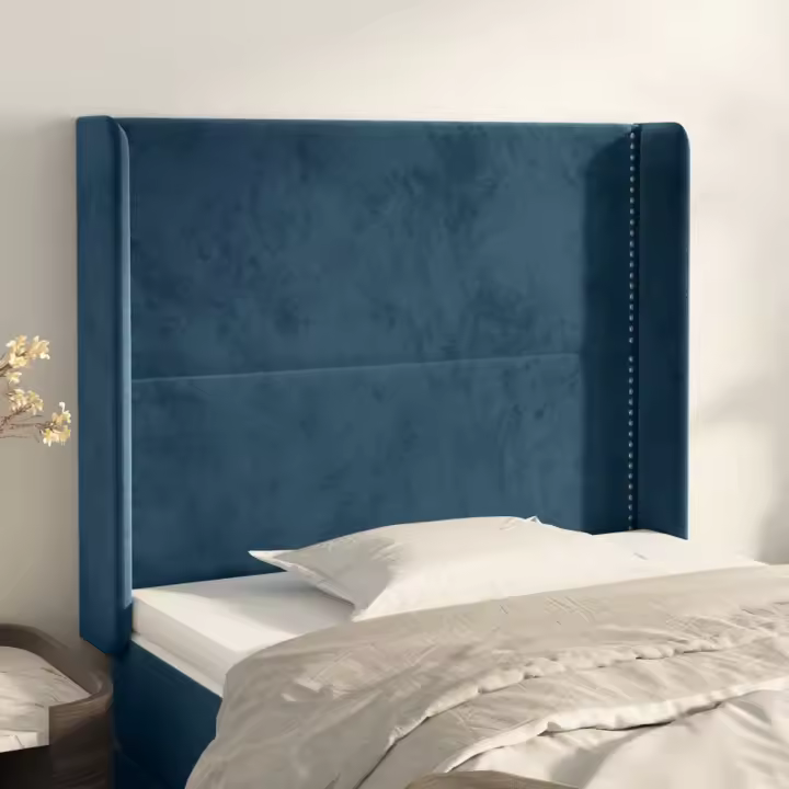 vidaXL Cabecero con orejas de terciopelo azul oscuro 93x16x118/128 cm - 1