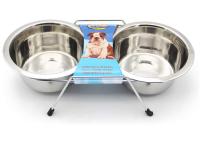 2X Comedero Bebedero Acero Inoxidable para Perro Gato Mascotas con Soporte Base Doble S/M/L para Elegir BPS-11125 - details 0