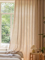 Modernas Cortinas De Ventana De Estilo Coreano Sencillo Y Elegante Color Sólido Hechas De Lino Translúcidas Para El Salón - details 5