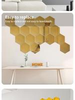 Pegatinas De Espejo Acrílico Hexagonal 12pcs Decoración De Pared Cristal Estereoscópico Para El Hogar Adhesivos De Espejo - details 6