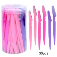 30Pcs/Bote Cepillo De Cejas Con Contenedor Afeitadora De Cejas Segura Herramientas De Corte Para Eliminación De Vello - details 5