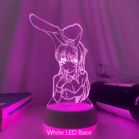 Lámpara Nocturna LED 3D Ilusión ANIME BUNNY GIRL SENPAI MAI SAKURAJIMA KAWAII Cambio De Color Multi Para Regalo De Navidad - details 8
