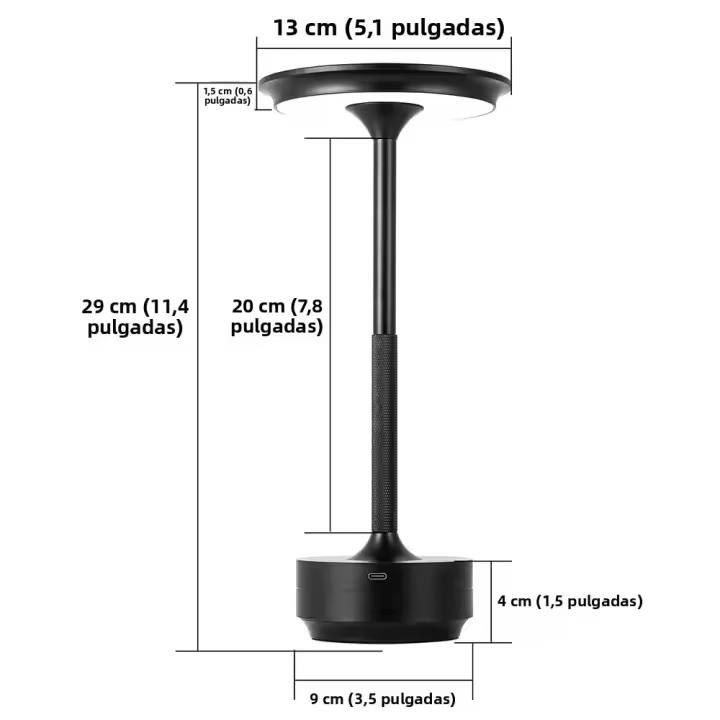 Lámpara De Escritorio LED Clásica Recargable Sin Cable Con Sensor De Toque 3 Colores Infinitos Modos Retro Estilo LED Luz Nocturna - 1