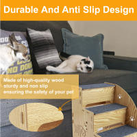 Escaleras De Madera Para Perros 3 Niveles Antideslizantes Pasarela Para Sofá Y Cama Pequeños a Grandes Mascotas Pasos Desmontables Para Perros Y Gatos - details 3