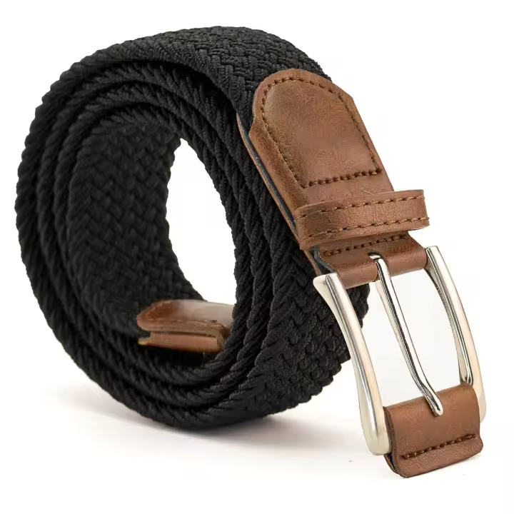 CINTURONTOP Cinturón Trenzado Acabado en Cuero Ajustable para Hombres y Mujeres - Negro 100cm - 1