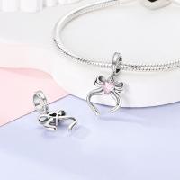 Encantos De Borla De Corazón Rosa En Plata 925 Encantos De Bolas Para Pulseras Originales DIY Joyería Accesorios De Moda Para Mujer - details 1