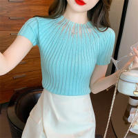 Top De Punto Para Mujer Con Cuello Medio Y Manga Corta Estilo Casual Con Brillantes Polyester Stretch Medio Para Todas Las Estaciones - details 20