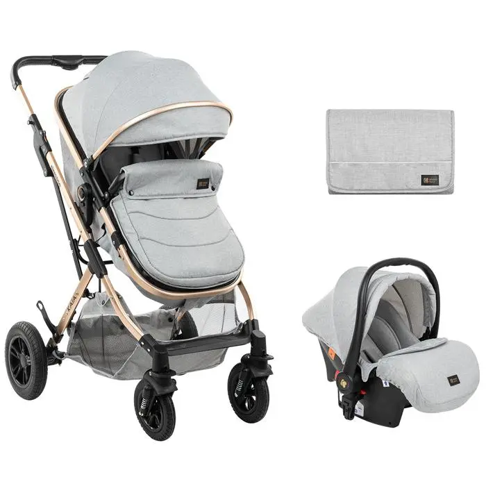 Carrinho de bebé 3 em 1 Kikka Boo Kaia Gris Claro - 1