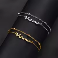 Pulsera De Cadena Doble Para Mujer Con Cuentas Y Letras De Skyrim Joyería Moda Regalo Para Día De La Madre Pulsera De Cobre - details 4