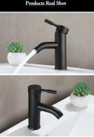 Grifo de baño de estilo minimalista negro, mezclador de agua fría y caliente, grifos de lavabo de acero inoxidable - details 5