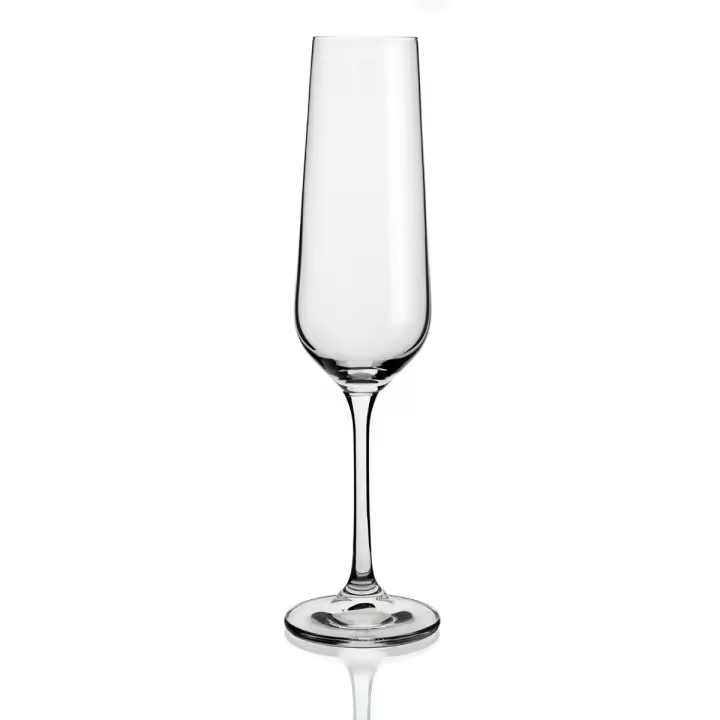 BOHEMIA BELIA Caja 6 Copas Flauta Cristalín 20CL Transparente Brillo Fabricado en República Checa Reciclable - 1