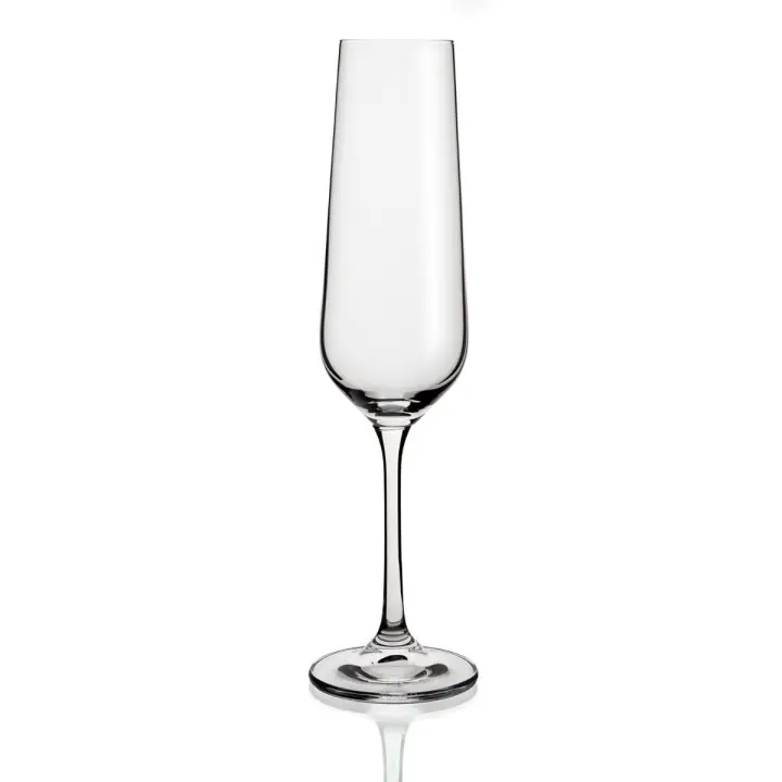BOHEMIA BELIA Caja 6 Copas Flauta Cristalín 20CL Transparente Brillo Fabricado en República Checa Reciclable - 1