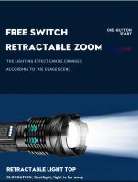 Linterna Táctica LED De Alta Potencia Recargable Con Zoom Telescópico Y Batería Integrada Para Camping Luz De Emergencia Con Distancia De Iluminación De 100-200 M - details 4