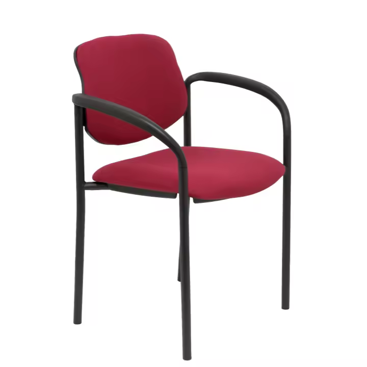 Piqueras Y Crespo Silla Fija Villalgordo con Brazos, Tejido Bali Granate y Estructura Negra - 1