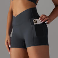 Shorts Deportivos Sin Costuras Cintura Alta Push up Yoga Elásticos Para Gimnasio Y Correr Shorts Transpirables De Poliéster Y Nylon - details 43