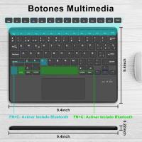 FGNS Teclado Inalámbrico Español Ñ con Panel Táctil， Teclado con TouchPad Bluetooth Inalámbrico de 10 Pulgadas Multi-función, [Español] QWERTY español, para Tablet/Pad/TV/Ordenador, - details 4
