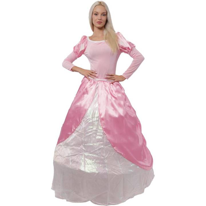 Kebedo Moda Disfraz Aurora Princesa Rosa Vestido Largo Satén La Bella Durmiente Reina Adulto Fantasía Halloween Carnaval