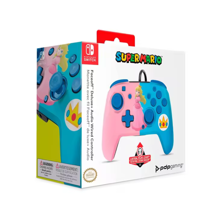 Faceoff Deluxe Audio Wired Controller Peach Licenciado  Switch - 1