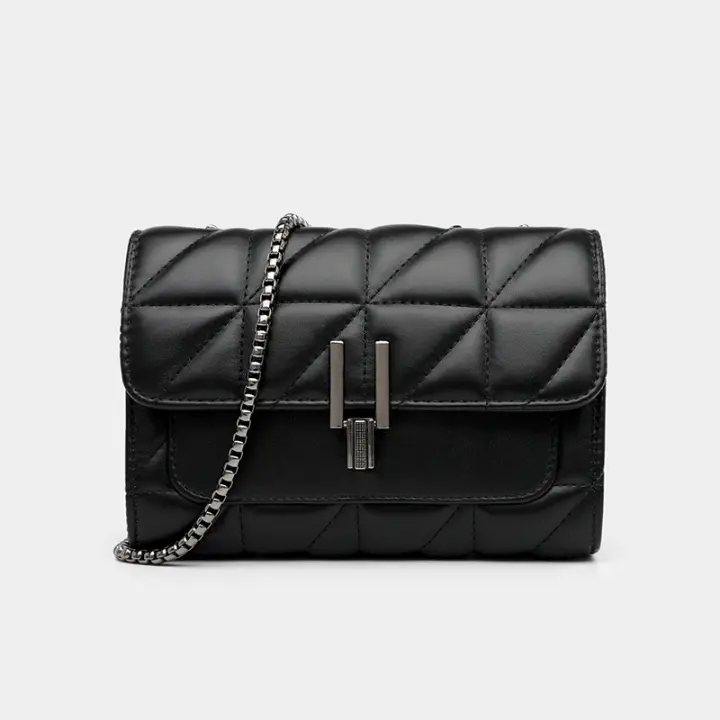 Bolso De Hombro Para Mujer Estilo Cruzado Diagonal Con Cadena Lingge Bolso De Cruzar Tipo Tote Material PU Con Revestimiento Sintético - 1
