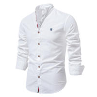 Camisa De Algodón AIOPESON Para Hombre Estilo Casual De Cuello En V Manga Larga Color Sólido Calidad Superior Primavera Y Verano - details 6
