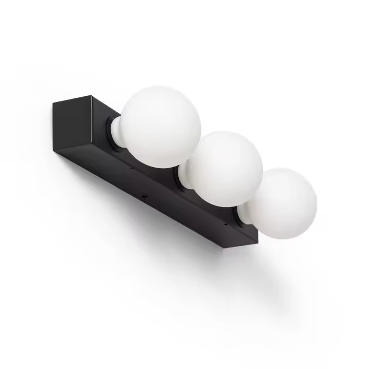 Ledkia Lámpara de Pared Baño Metal 3 Focos Aizkra Negro - 1