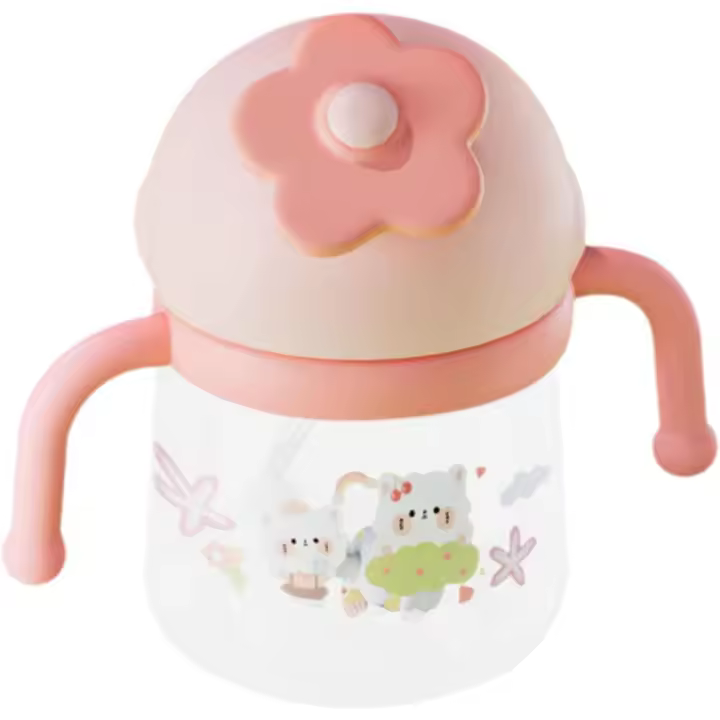 Vaso con pajita, vaso de aprendizaje para bebés de 300 ml, 100 % hermético, sin BPA, a prueba de derrames, biberón para bebés de 6 meses - 1