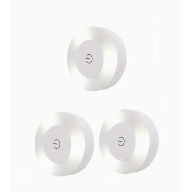 Luz de noche - 3 piezas de luces de noche LED - Recargable por USB - Lámparas de pared con base magnética - 1