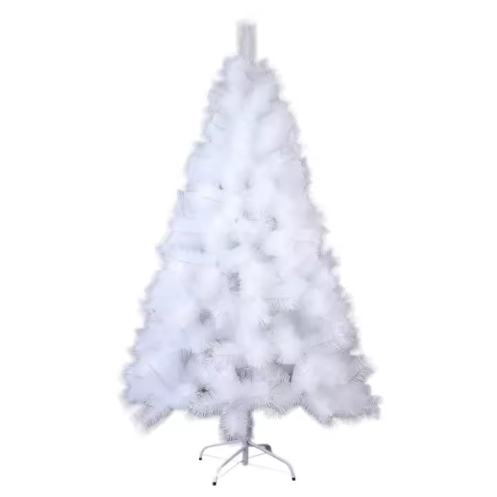 MEJORADA Árbol de Navidad BLANCO 120-210cm, Abeto Artificial Ignífugo con Hojas de Aguja, Decoración Navideña Ideal para Hogar, Oficina y Local con Soporte Metálico - 1