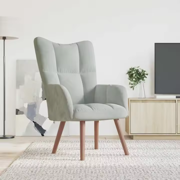 vidaXL Sillón de relax de terciopelo gris claro - 1