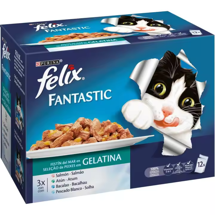PURINA FELIX  Fantastic Festín del Mar en Gelatina pack surtido sobres 12x85g - 1