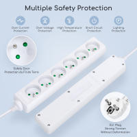 Aigostar Regleta alargador de 6 enchufes 16A 2P + E con cable de 1.5/3/5 metros e. Color Blanco - details 1