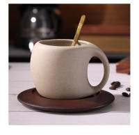 Taza De Café Cerámica Y Taza Retro Para Latte Con Tapete De Madera Y Cucharilla Taza Floral Para Té Y Café Americano - details 15