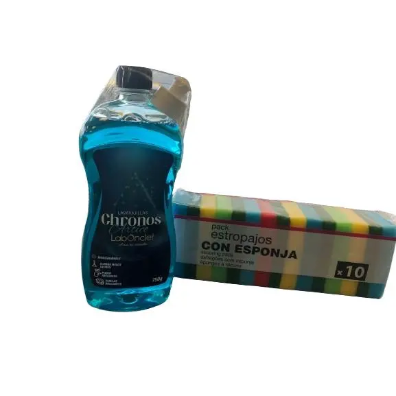 Lavavajillas Chronos de Laboncler,+ 10 ESTROPAJOS. Lavavajillas manual con 45% de materia activa. Chronos lavaplatos perfecto y definitivo. El hermano joven de Eco Jin. Formula Super concentrada y espumante. Aroma Ártico. - 1