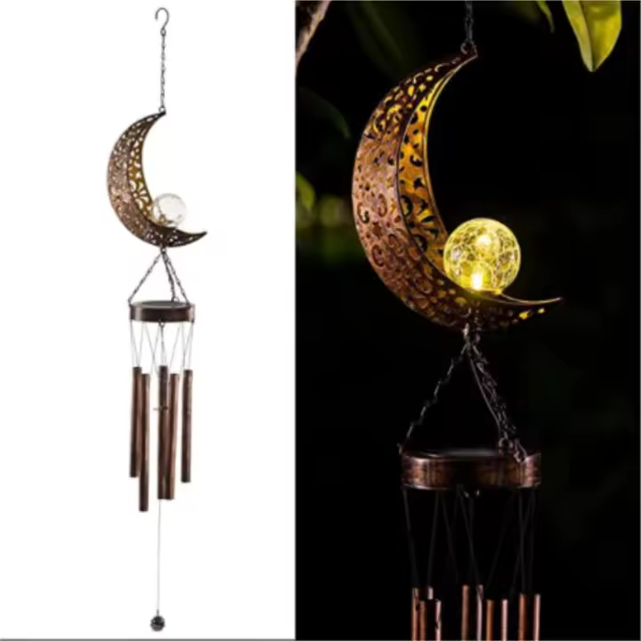 Luces solares de campanas de viento - Luces LED de noche con energía lunar para exteriores, jardín, impermeables - 1