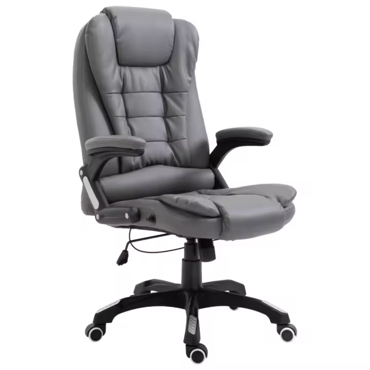 Silla de oficina de cuero syntético gris antracita - 1