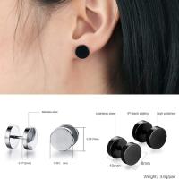 pares de pendientes de aro de acero inoxidable pendientes para hombres de las mujeres, pendientes de aretes sin alergia, plata negro - details 4