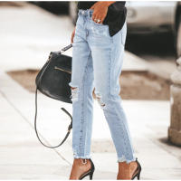 Jeans Rectos Para Mujer Moda Alta Cintura Washed Skinny Ropa Trasera Ropa De Lady Commuter Pantalones Delgados Con Agujeros Tendencia De Moda 2025 - details 28