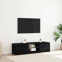 Mueble de TV vidaXL con luces LED, negro y roble, 140x40x35.5 cm, de madera - details 0
